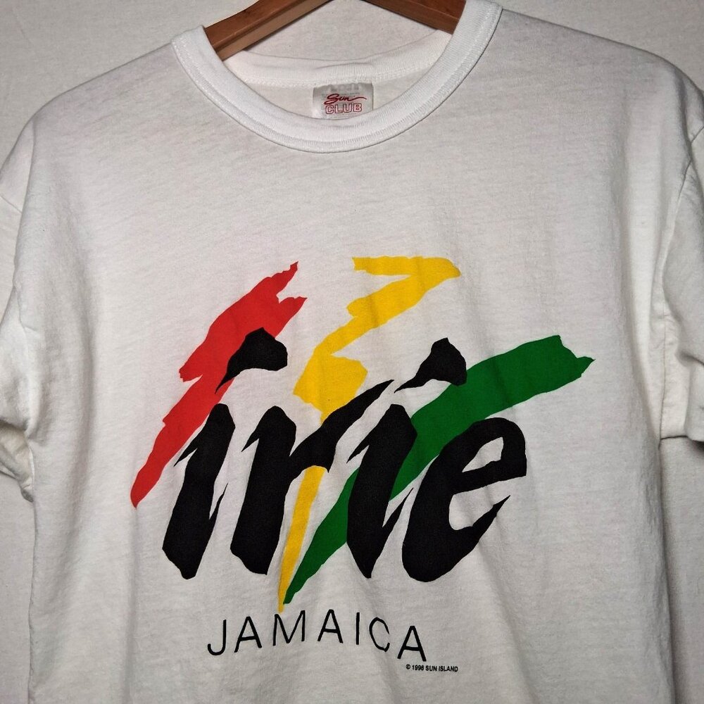 Vintage Jamaica Shirt Medium Single Stitch Irie Island Graphic White Sun Club